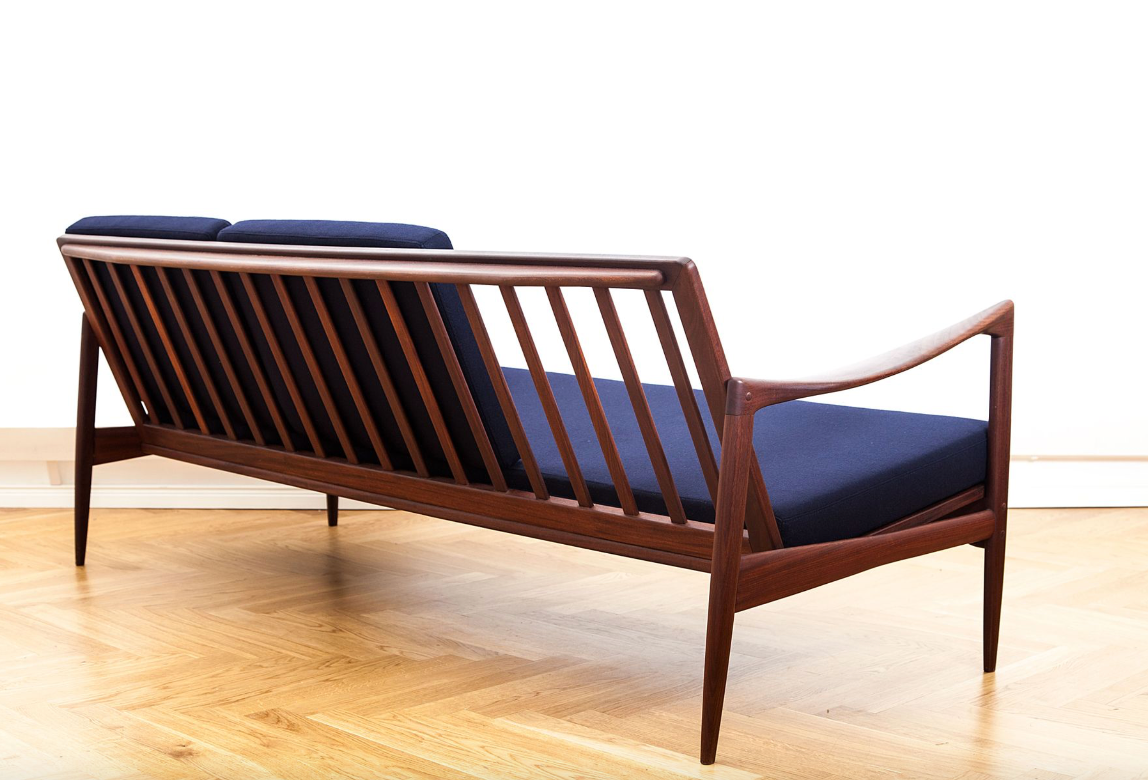 Afromosia & Wool Kandidaten Sofa by Ib Kofod-Larsen for OPE, 1950s