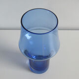 Vase en verre coloré bleu Rihimaki Finlande