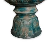 Diabolo shaped cut in blue glazed ceramic