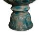 Diabolo shaped cut in blue glazed ceramic