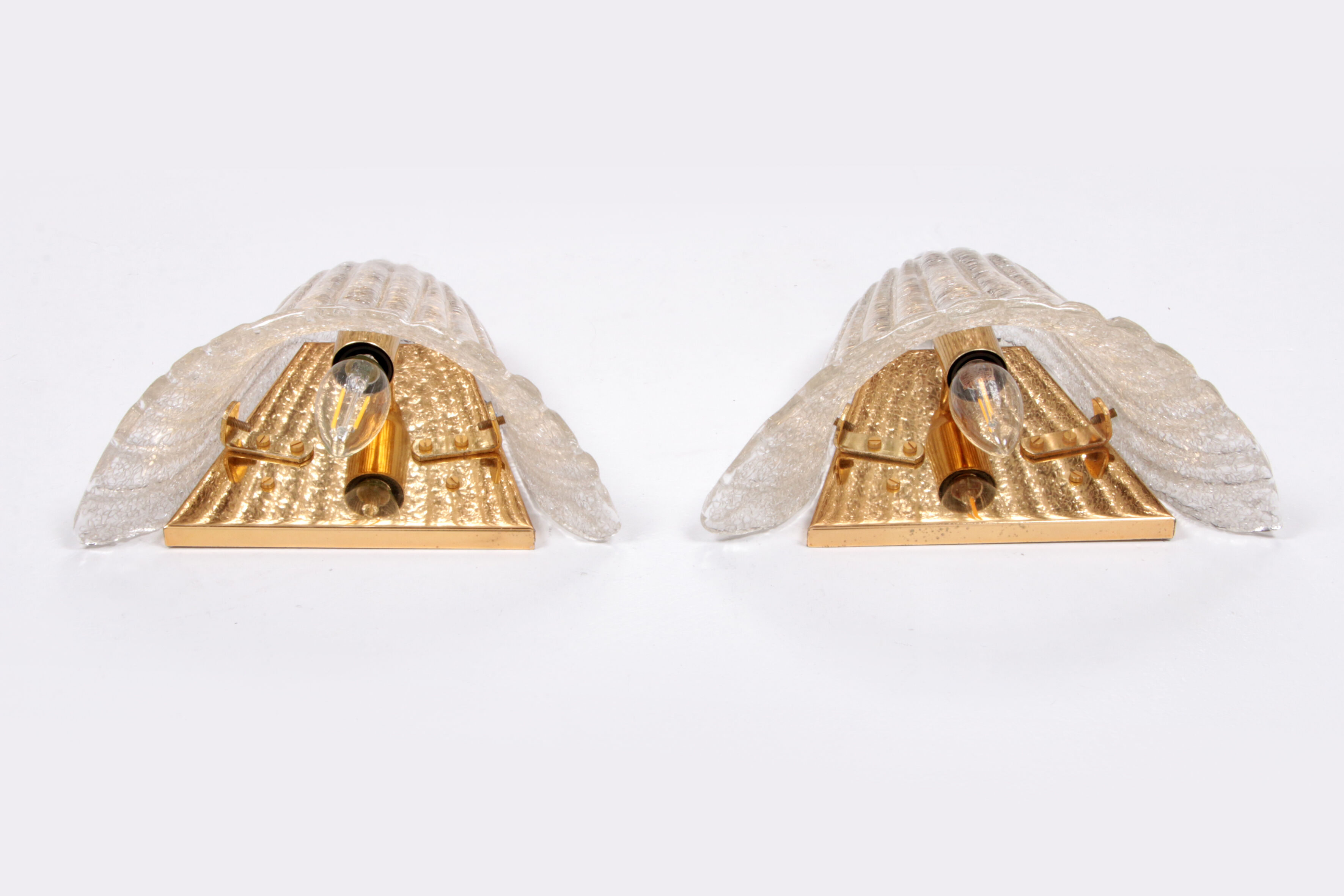 Set of 2 Murano Glass wall lamps by Venini, 1970 Italy.