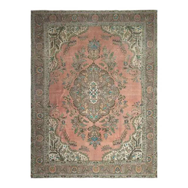Tapis vintage persan fait main en laine et coton orange, années 1970