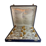 Box of 12 knife holders art nouveau gilded ceramic butterflies