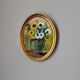 Still life acrylic on panel in a gilded oval frame