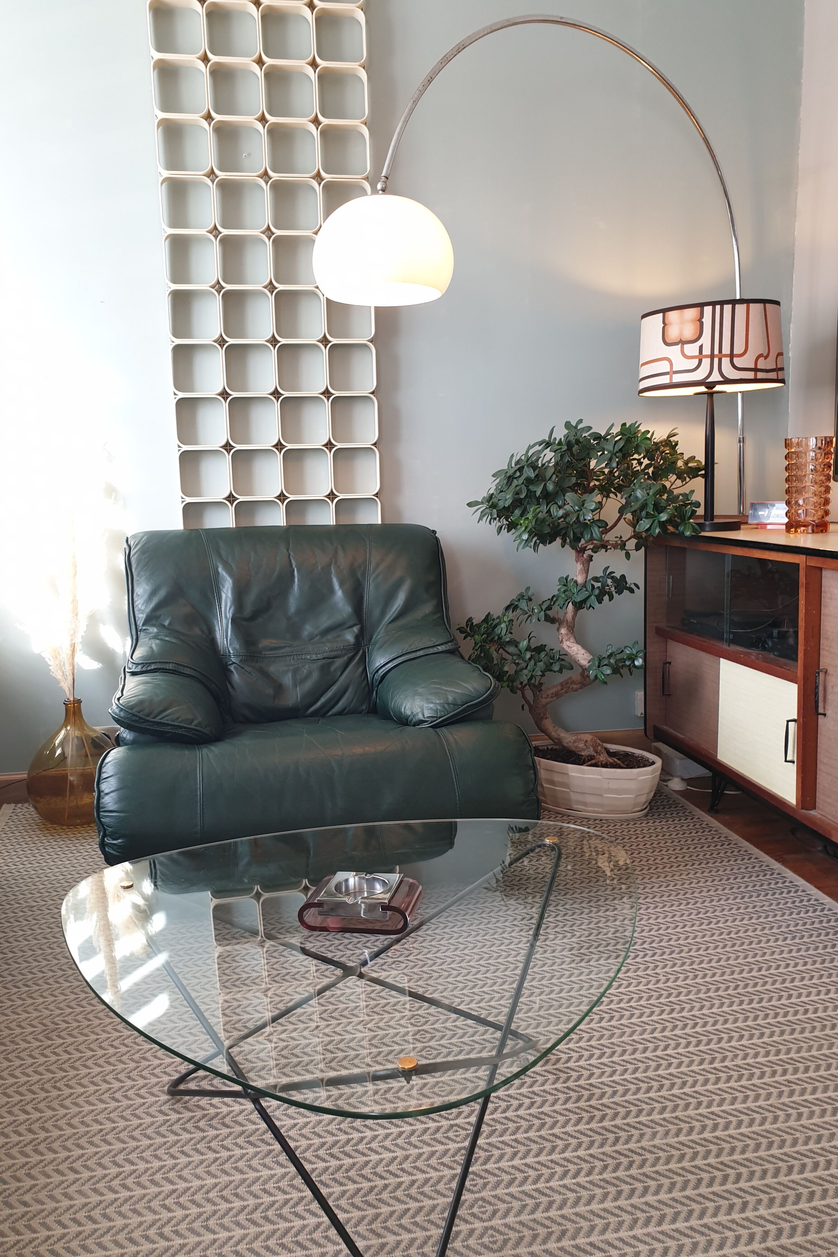 Fauteuil cuir vert anglais 1980