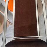 Quatre chaises chrome et velours ras marron design 70