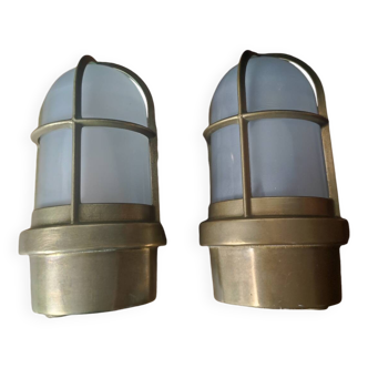 Pair of antique boat wall lights