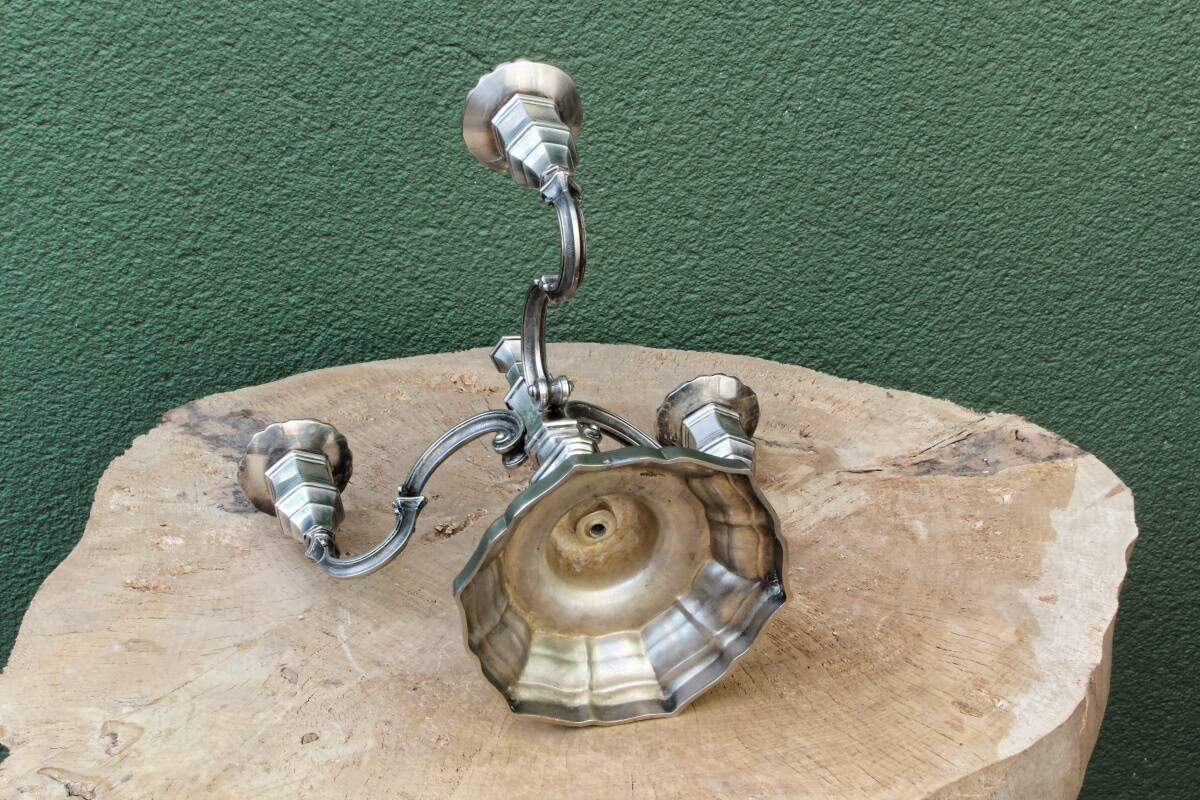 3-light silver-plated metal candlestick