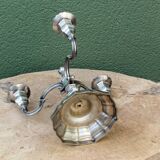 3-light silver-plated metal candlestick