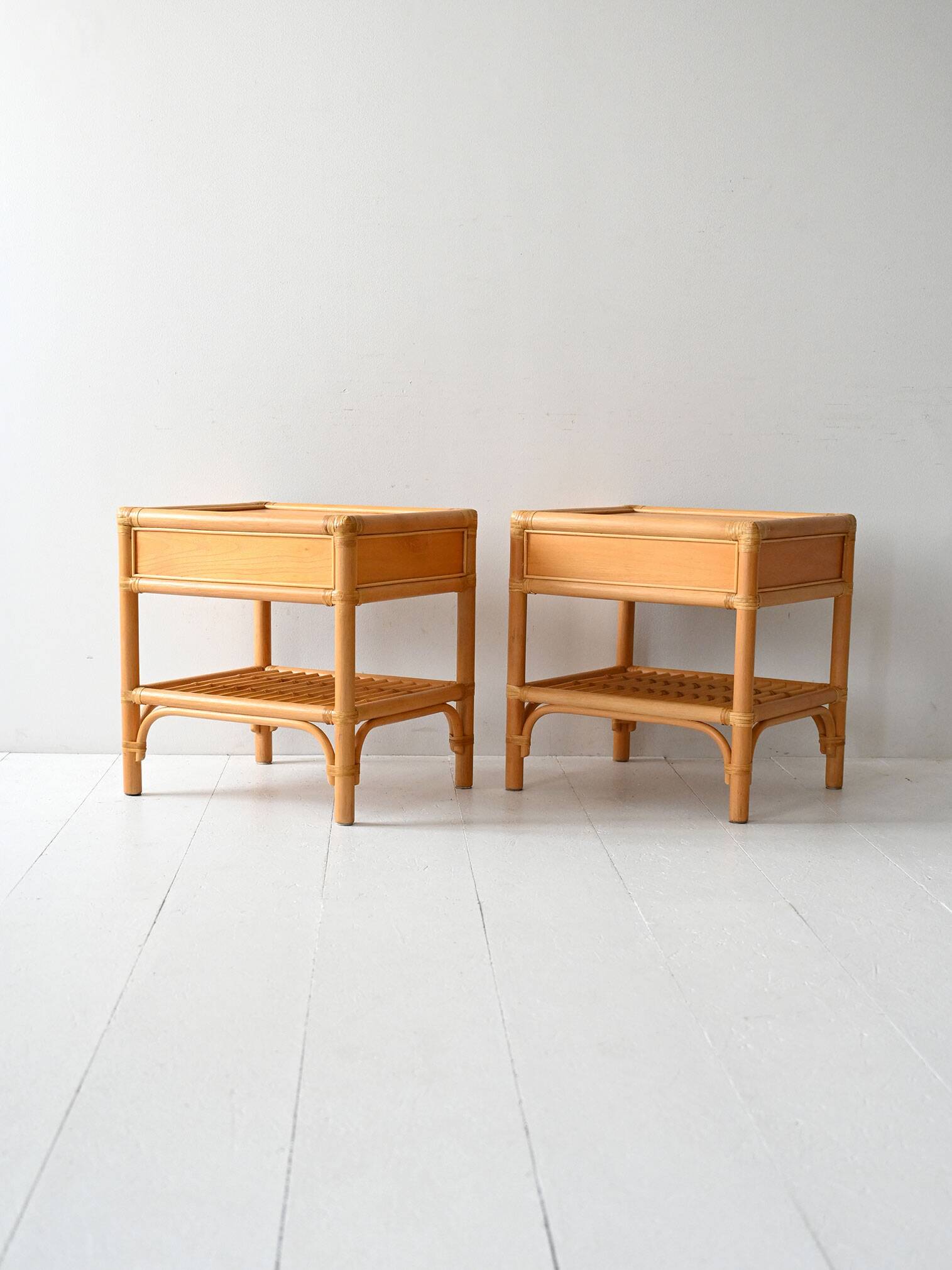 Pair of DUX Scandinavian Nightstands in Bamboo