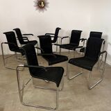 Lot de 8 chaises tubulaires, design d'Axel Bruchhäuser Tecta modèle D20 vintage