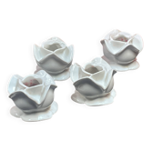 Set of 4 white porcelain table candle holders