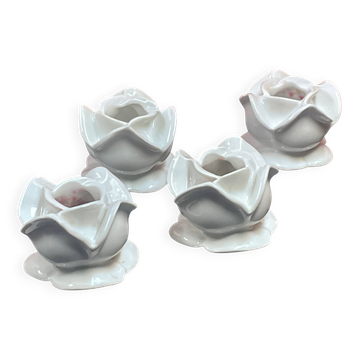 Lot de 4 de Bougeoir de table en porcelaine blanche