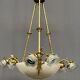 Art Deco chandelier. Marble, solid gilded bronze.