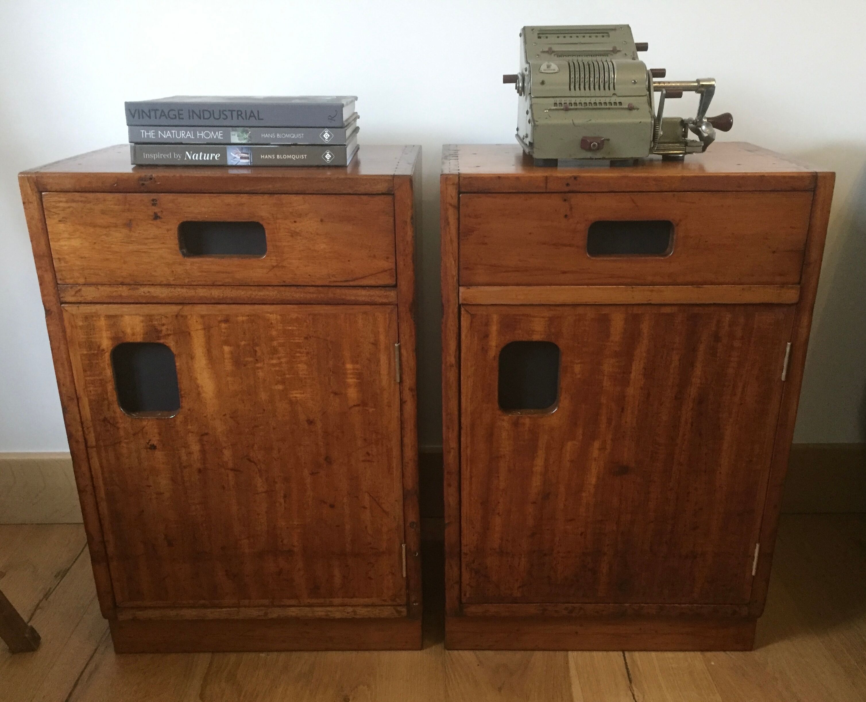 Pair of Iroko Science Lab Cupboards from 1950