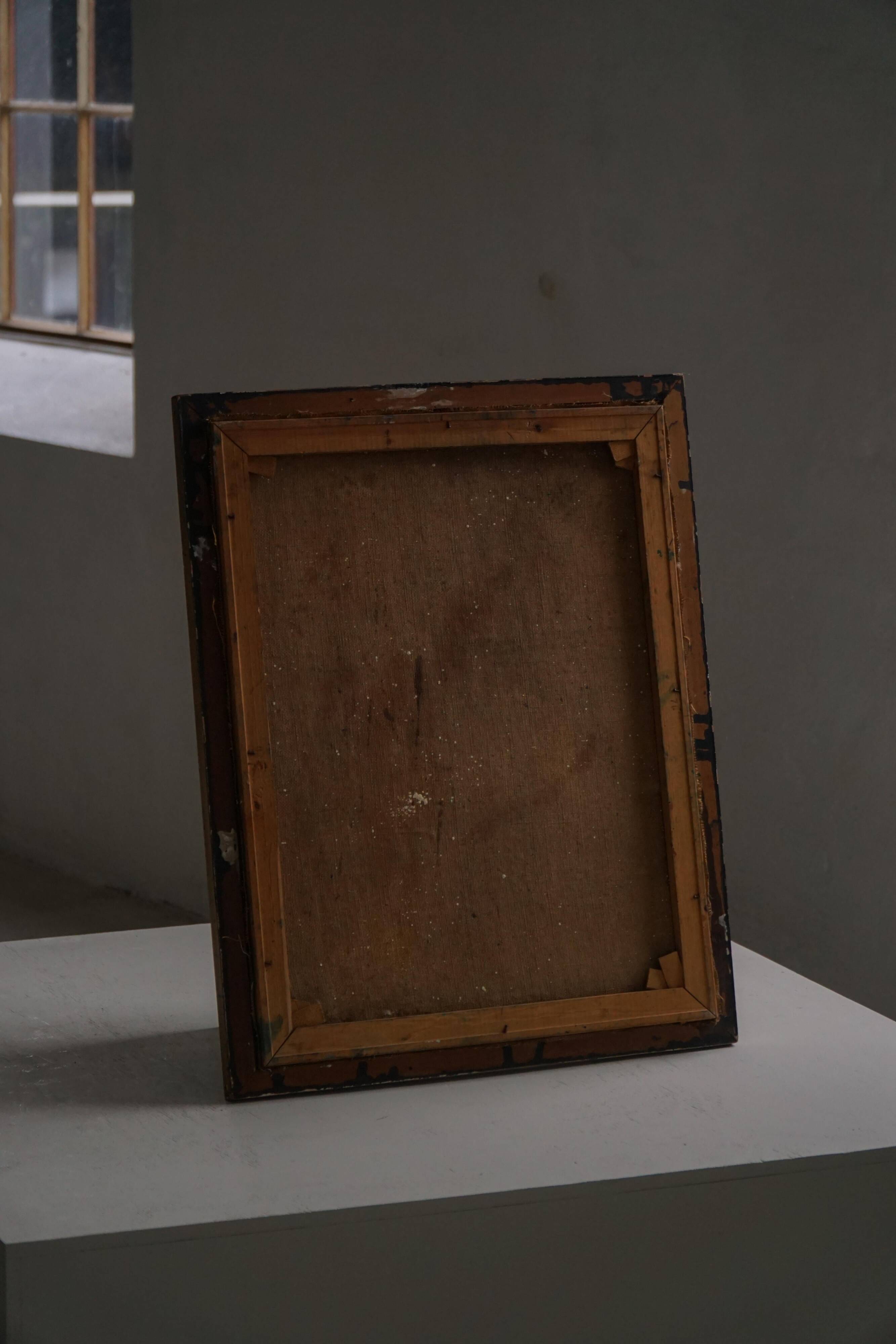 Oil portrait painting on canvas, unknown Danish artist, early 20th century.