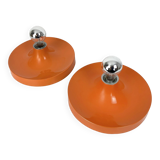 Pair of Space Age Teka wall lights, Germany in aluminum, Flush, Disc, 1960-70