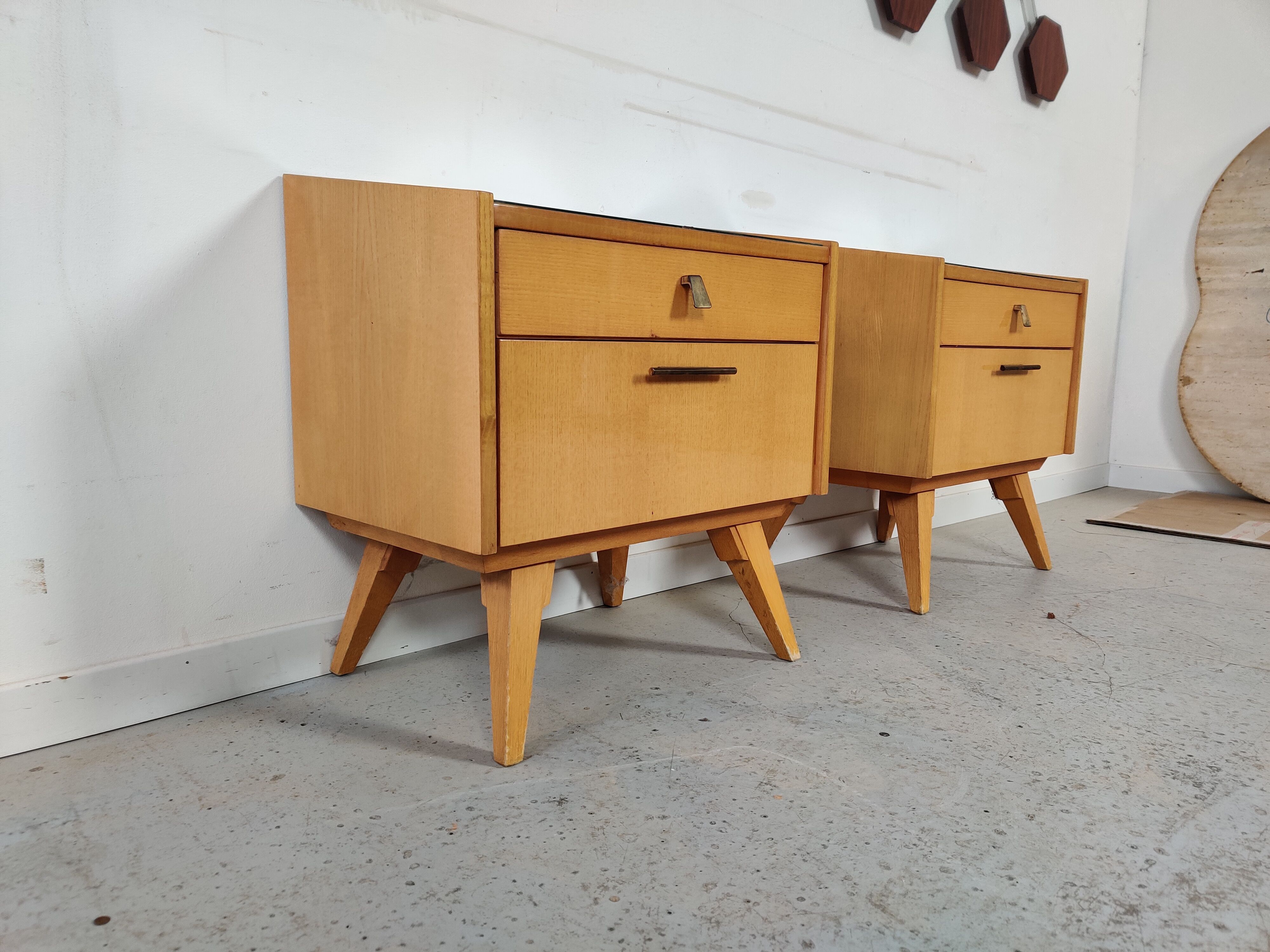 Pair of Scandinavian bedside tables, 50s/60s