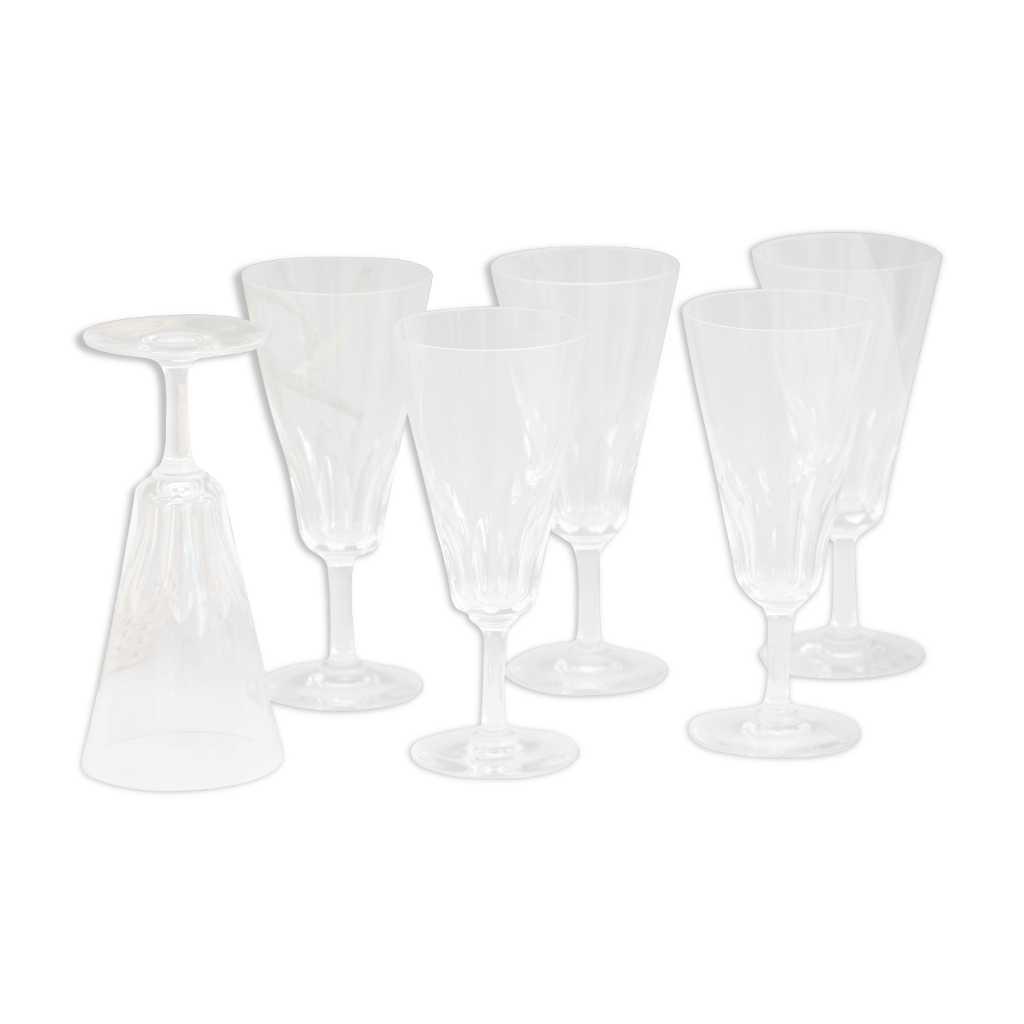 Set 6 crystal flutes of Baccarat