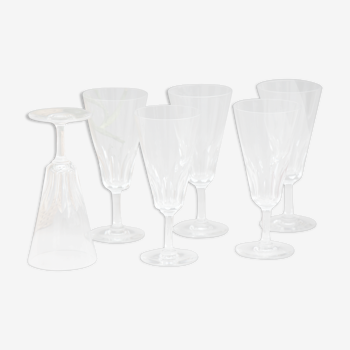 Set 6 crystal flutes of Baccarat