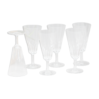 Set 6 crystal flutes of Baccarat