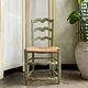 Provençal chair in water green wood and woven straw