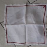 6 White linen towels. Hand-held muffles by one day. Little red stripe. TB state.