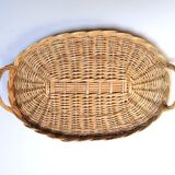 Duo of braided wicker trays