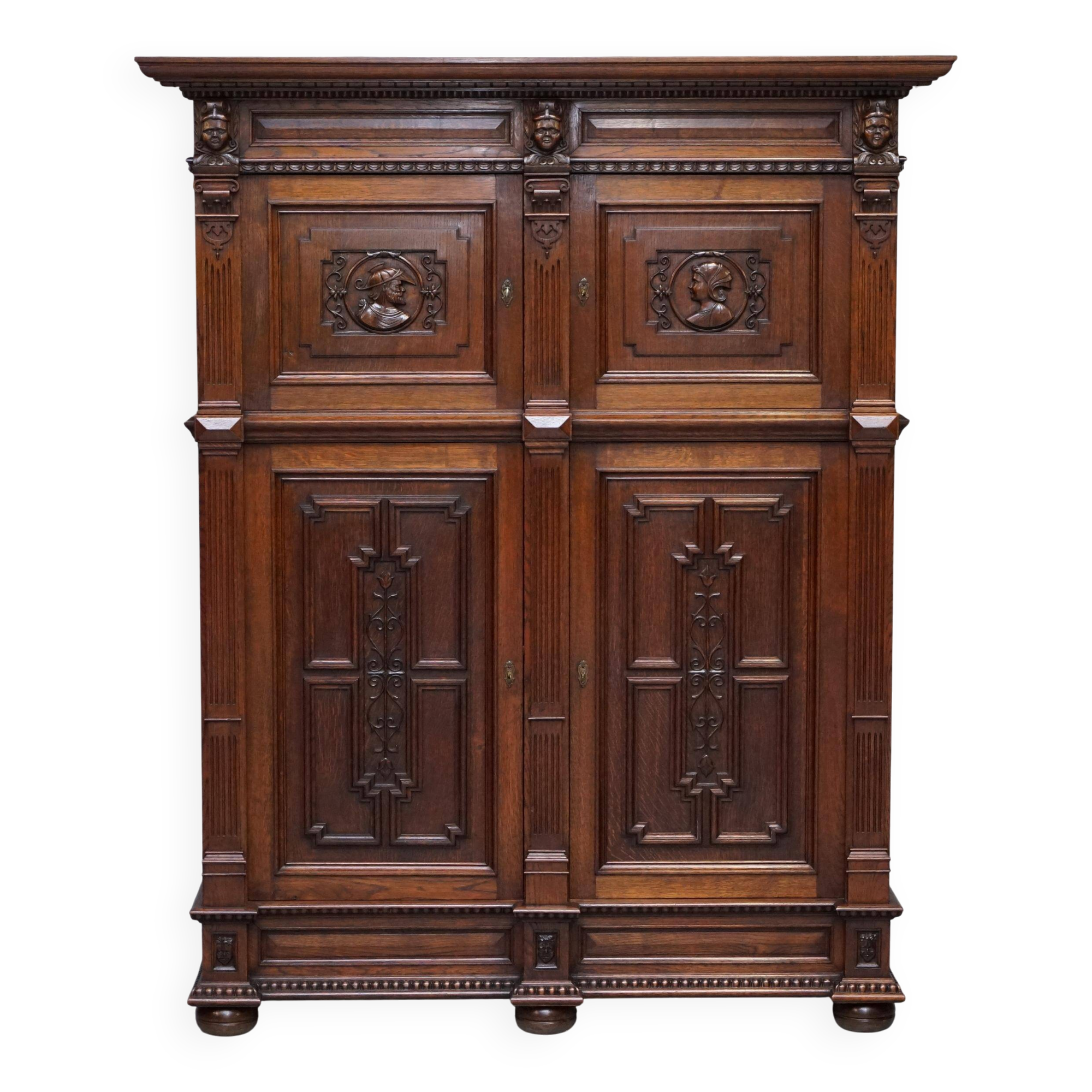 Hand-carved Dutch armoire from the 1940s.