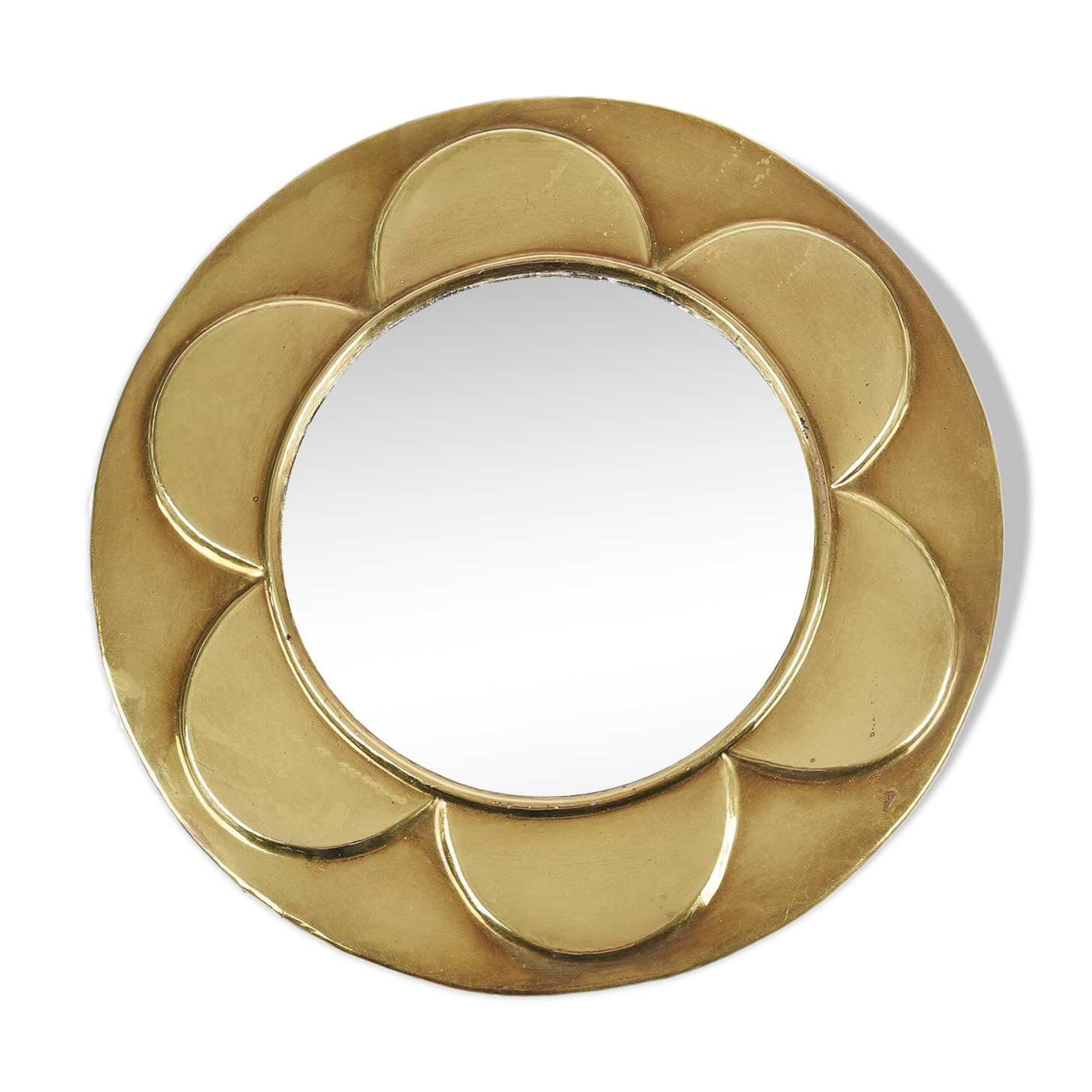 Miroir rond ancien en laiton