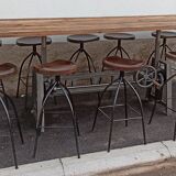 Adjustable dining table set and bar stools