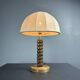 Midcentury brutalist wood turned mushroom table lamp, Charles Dudouyt style