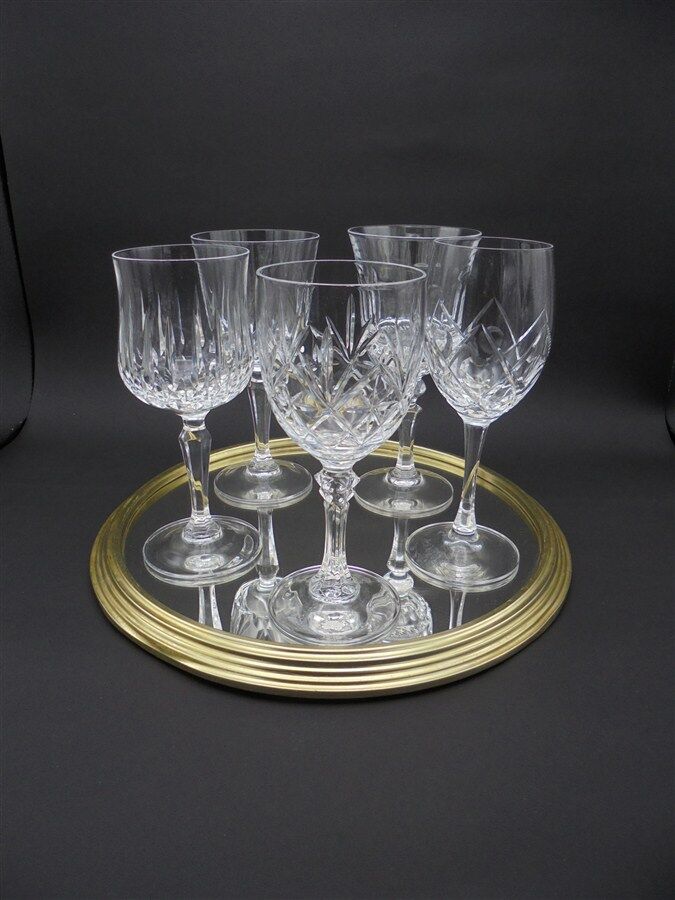 Mismatched set of 5 crystal shot glasses