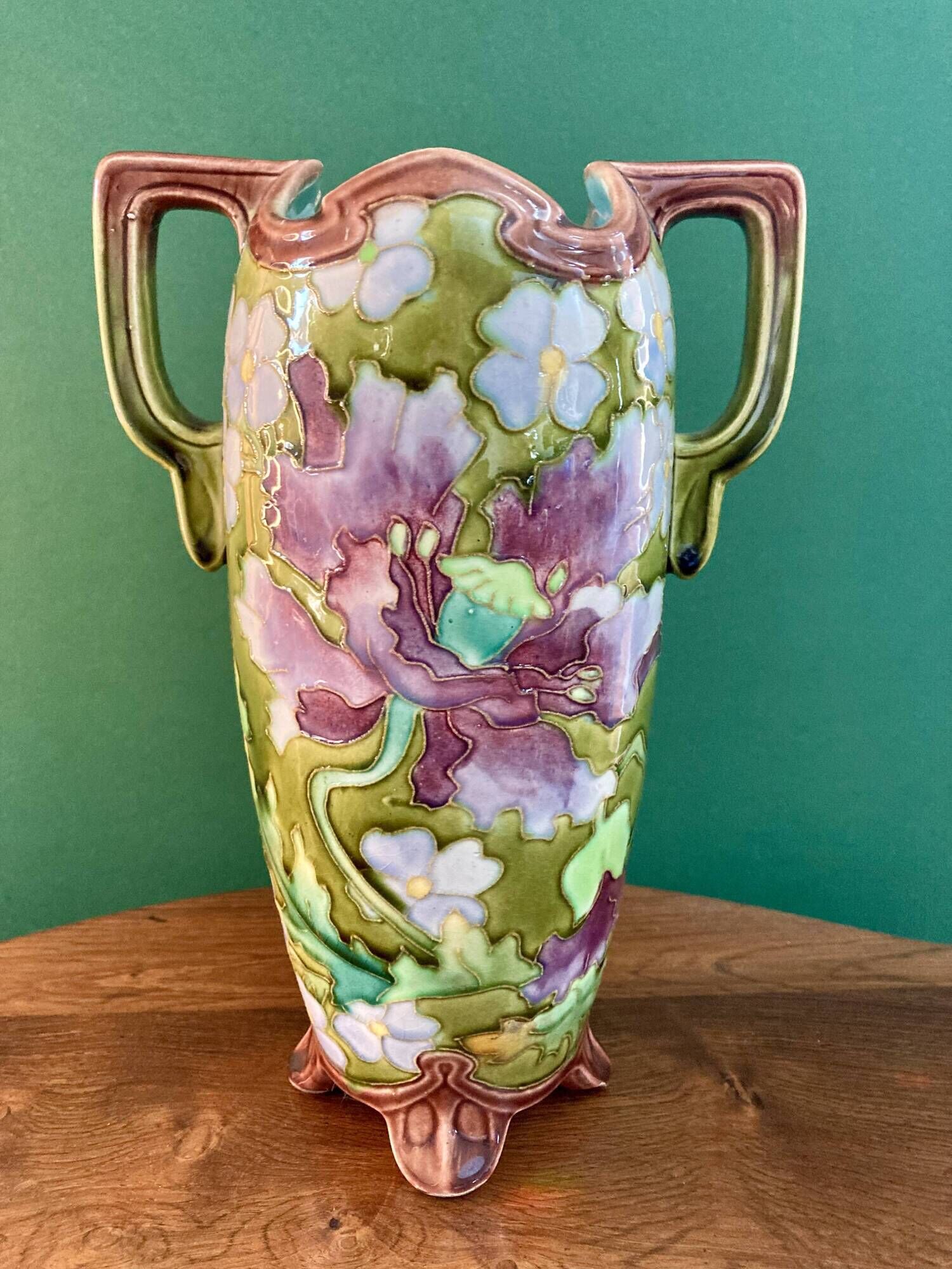 Pair of Art Nouveau Teplitz vases, circa 1900 - Relief earthenware - Amphora style RStK