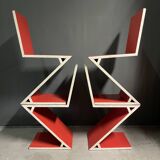 Set of 4 Zig Zag chairs, 1990's