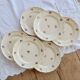 6 vintage ivory earthenware dessert plates – Small flower decoration