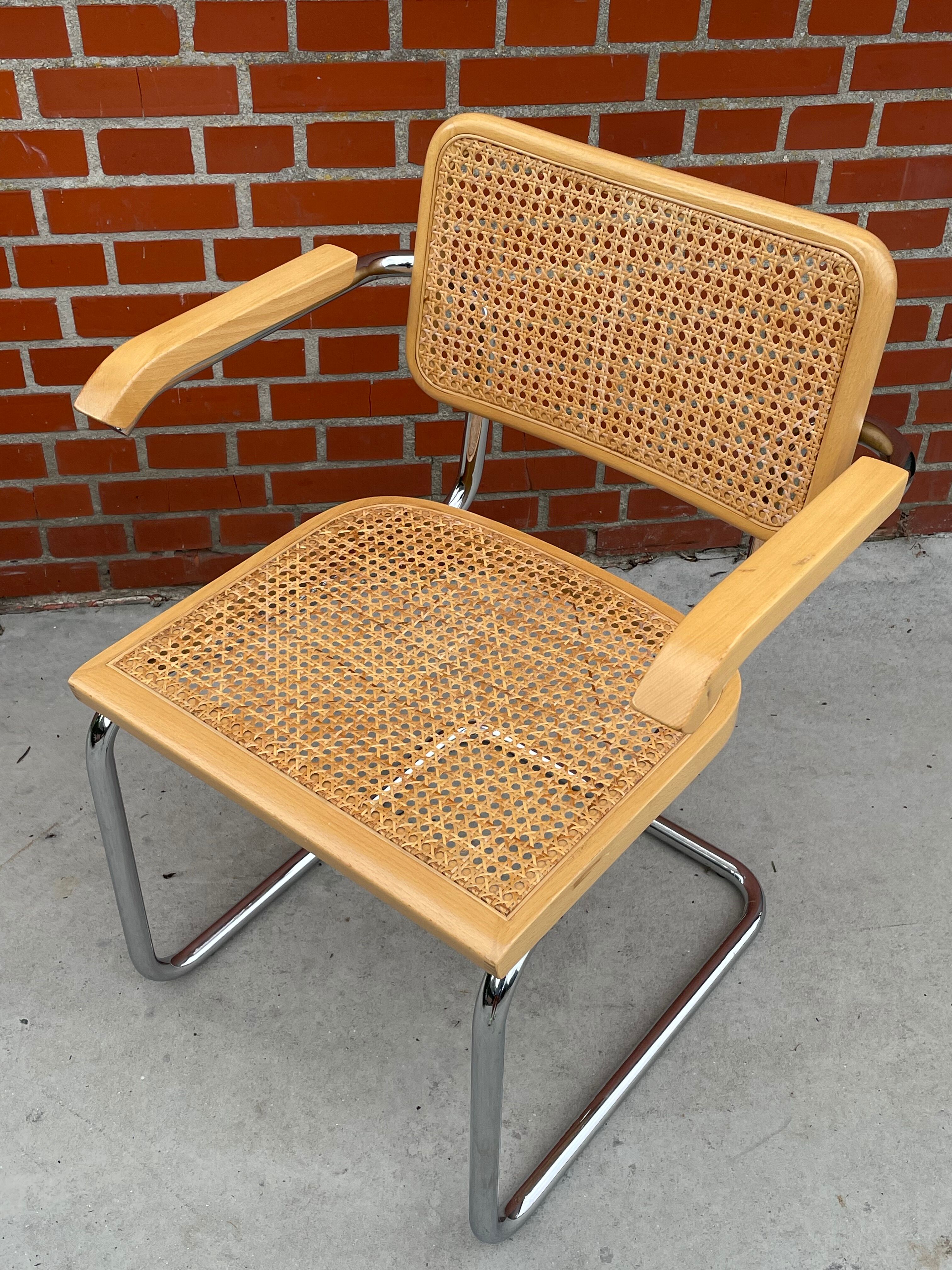Chair Cesca model by Marcel Breuer with armrests B64