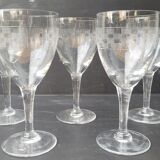 5 chiseled glass stems 1950