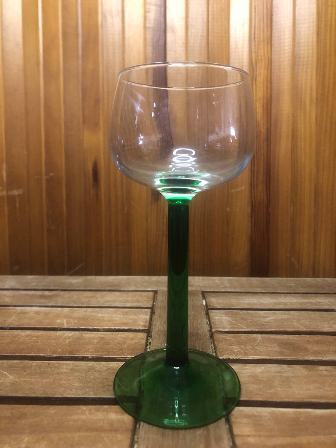Set of 6 alsace balloon wine glasses vintage green glass