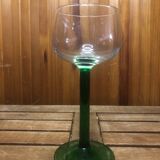 Set of 6 alsace balloon wine glasses vintage green glass