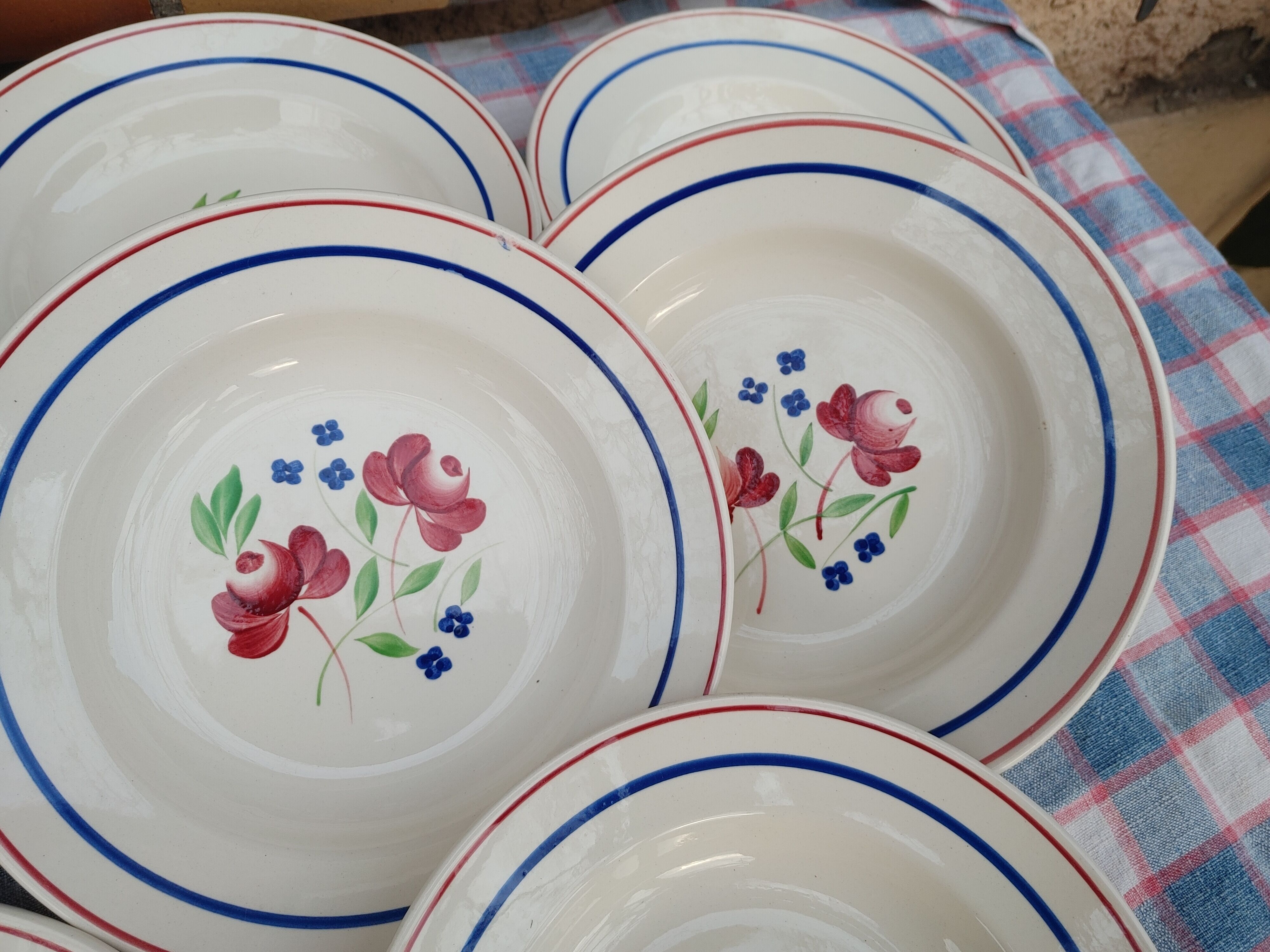 11 Deep Plates “Lunéville” Bagatelle model, Floral decoration Ø 23 cm