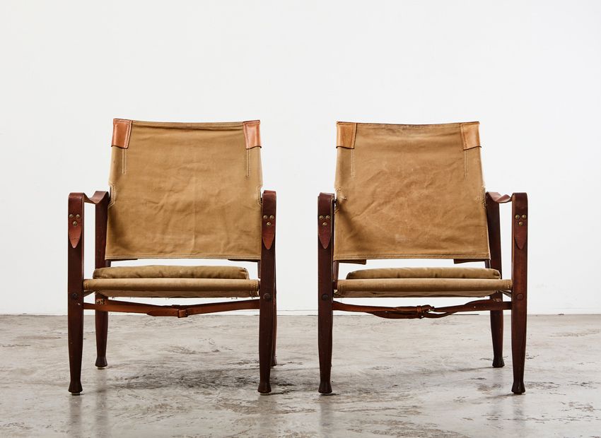 Kaare Klint Pair of Safari Chairs for Rud Rasmussen Denmark 1960s