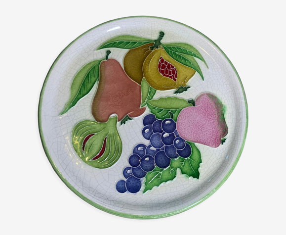 Assiette décorative à suspendre modèle les fruits en céramique émaillée les fruits signée creasiovi