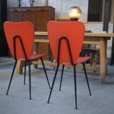 Set of 2 red leatherette chairs from the 1960s
