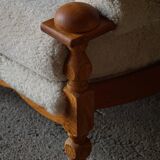 Henning Kjærnulf, lounge chairs in oak and lambswool, mid-century Danish, 1960s.