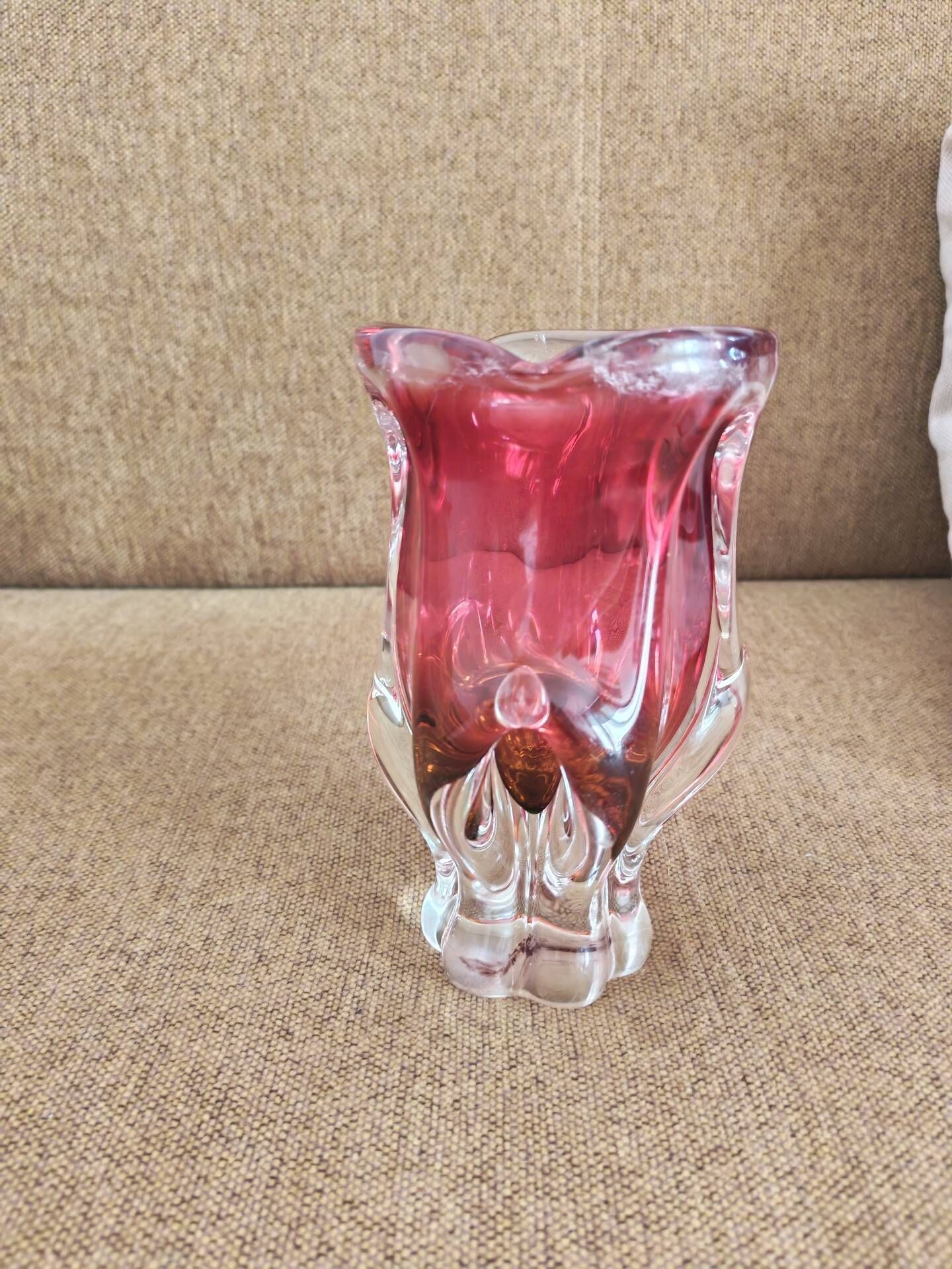 Art vase made of blown glass by Josef Hospodka, Bohemia 1960.
