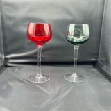 8 multicolored stemmed glasses