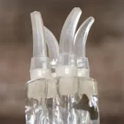 French glass decanter with 4 compartments and pouring spouts, 1950s–70s