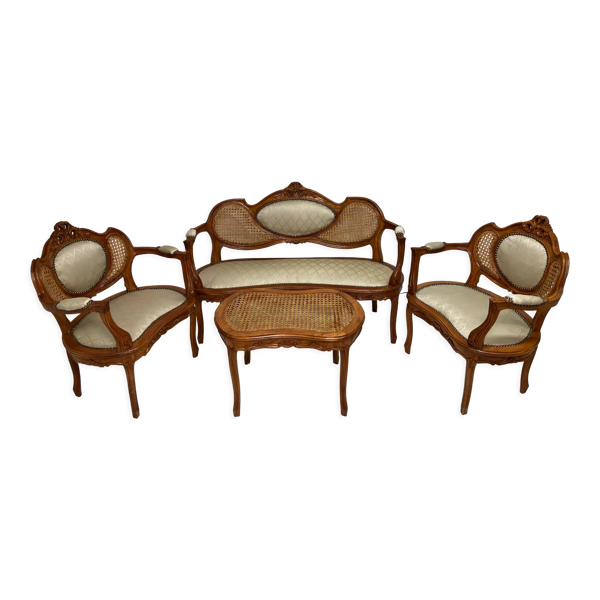 Salon Louis XVI canné et mouluré médaillon — Beyit