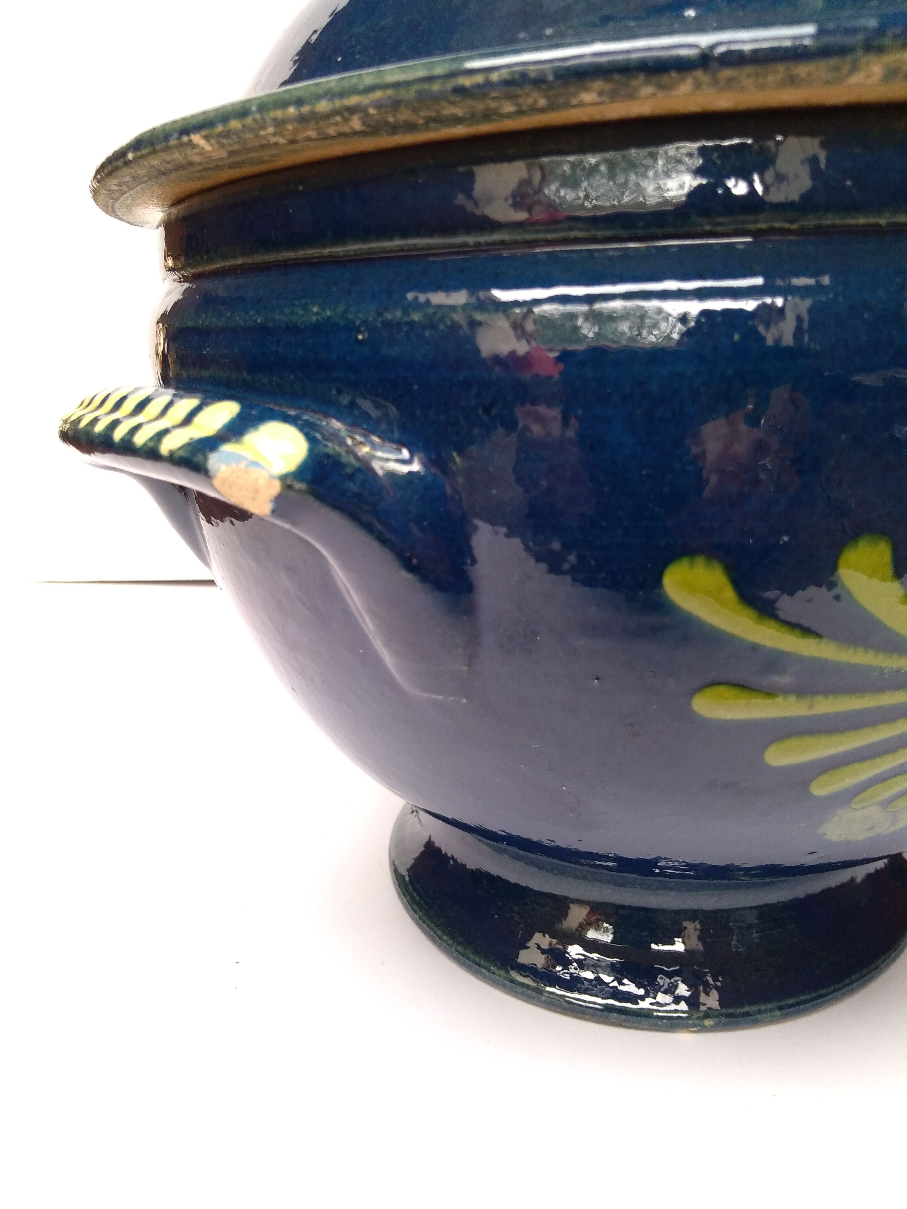 Ancient Alsatian pottery soup midnight blue